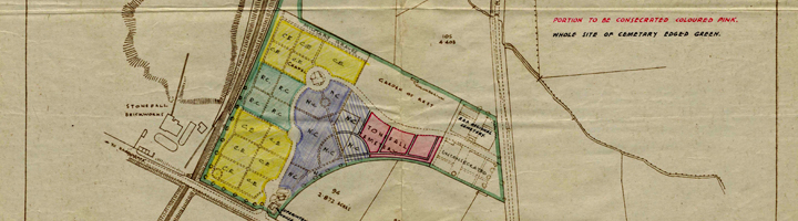 Plan of Stonefall Cemetery, Harrogate, showing denomination sections